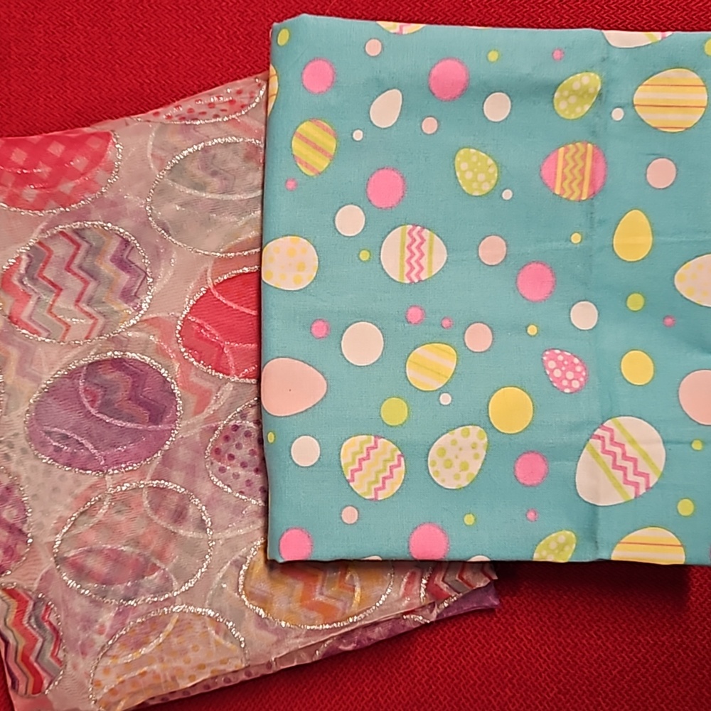 2 pieces of Easter eggs seasonal fabric for flat lays backdrops DIY